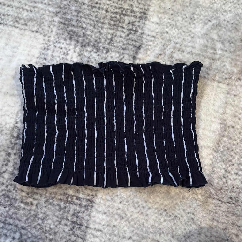 Navy and White Striped Tube Top